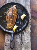 Blackened Fish on a Cast Iron Skillet with Lemon