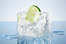 Lime in a block of ice