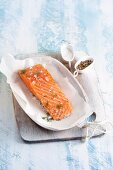 Spiced salmon fillet with salt, pepper and dill