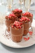 Chocolate mousse with pomegranate seeds