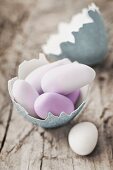 Sugared almonds in an egg shell
