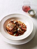 Pepper chicken with chorizo and white beans