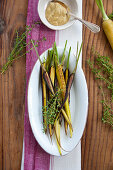 Roast carrots with thyme and a dip