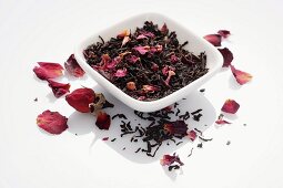 Dried rose tea leaves