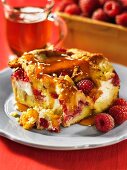 French toast with raspberries and maple syrup