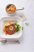 Meat loaf with potato and carrot mash