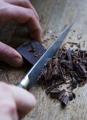 Chocolate being chopped