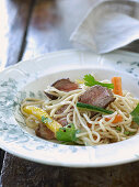 Noodles with beef and vegetables