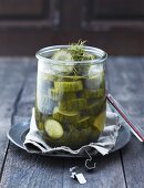 Dill gherkins in a jar