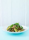 Pasta salad with courgettes and spring onions (Scandinavian)