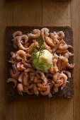Wholemeal bread with shrimps and mayonnaise