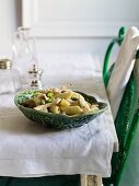 Penne pasta with chicken breast and peas