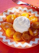 Roasted apricots with blanc manger (almond cream)
