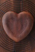 A heart-shaped chocolate cake