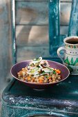 Chickpeas with a sepia salad