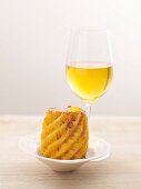 Grilled pineapple and a glass of dessert wine