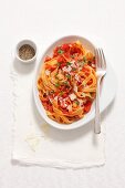 Tagliatelle Amatriciana (Pancetta, garlic, chilli, tomatoes, parsley, Parmesan)