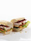 Club sandwiches with chicken and bacon
