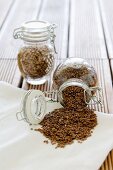 Flax seeds in a storage jar