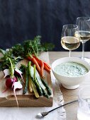 Crudites with a goat's cheese and herb dip