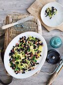 Black beans with savoy cabbage with diced bacon (Basque cuisine)
