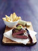 Beef steak with herb and sardine butter