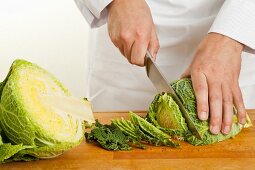 Shredding savoy cabbage