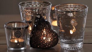 Tea lights and a decorative heart
