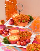 Cupcakes decorated with chrysanthemums