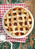 Rhubarb and strawberry tart