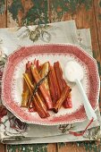 Baked rhubarb with vanilla pods and Greek yogurt