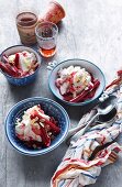 Rhubarb fool with slivered almonds