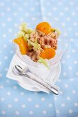 Shrimp salad with mandarins