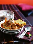 Fish stew with mashed potatoes and cornbread (Mexico)