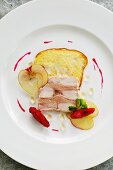 Chicken and goose liver terrine with hibiscus apples