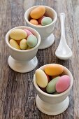 Sugared almonds in egg cups