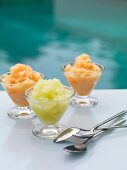 Three melon sorbets