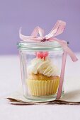 Cupcake in a jar with a bow