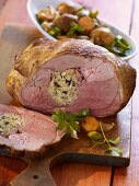 Leg of lamb filled with goat's cheese