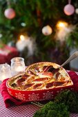 A heart-shaped chorizo pie for Christmas dinner (Sweden)