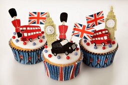 Cupcakes decorated with London icons