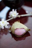 Mochi (Japanese rice cake) with cherry blossoms