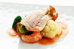 Sole sou vide with crayfish and cauliflower