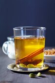 Arabic tea with cardamom, a cinnamon stick and star anise