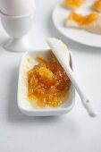Marmalade, a boiled egg and toast