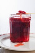 A jar of strawberry jam