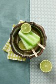 Lime Popsicles with Fresh Limes; From Above