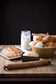 Various types of Italian breads and flour