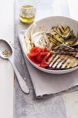 Grilled vegetables with herb oil