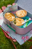 Mini chicken and pea pies for a picnic